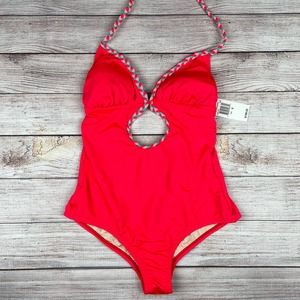 NWT Shoshanna Red Cut Out One Piece Swimsuit